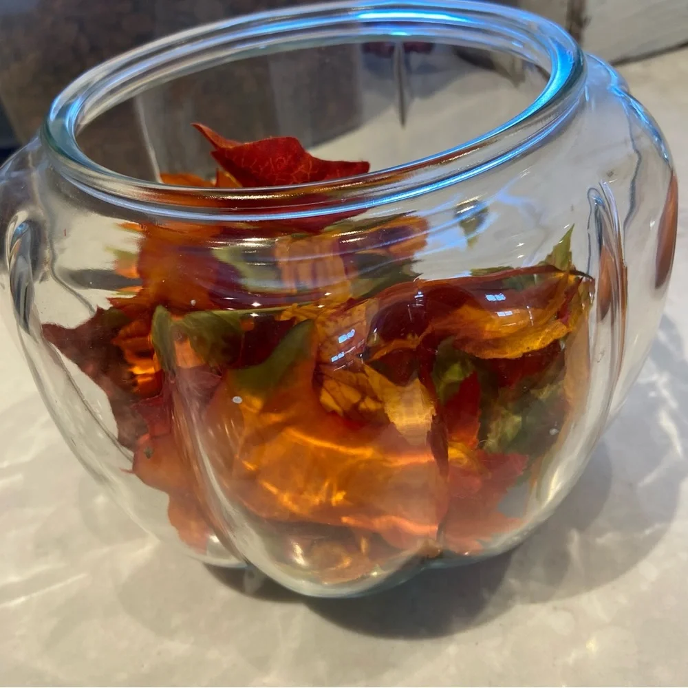 EUC Autumn Fall Glass Pumpkin Jar Dish Home Decoration with Removable Lid Decor - Picture 4 of 4